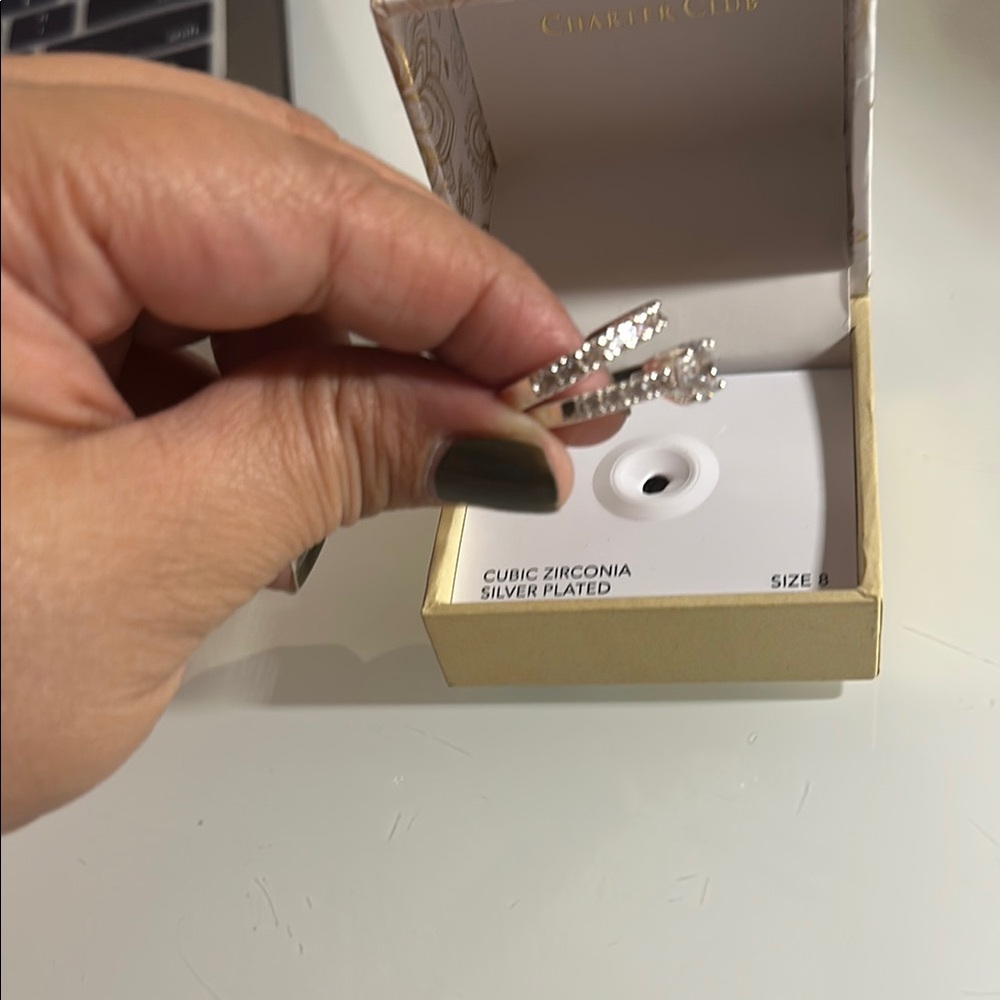 Charter Club Silver Plated Cubic Zirconia Ring Set - Picture 3 of 4